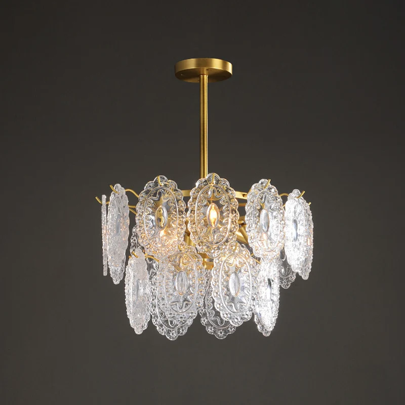 2/3/4-Tiered geschulpte glazen kroonluchter moderne 6/12/16 lampen eetkamer schorsing hanglamp goud Clearhalo