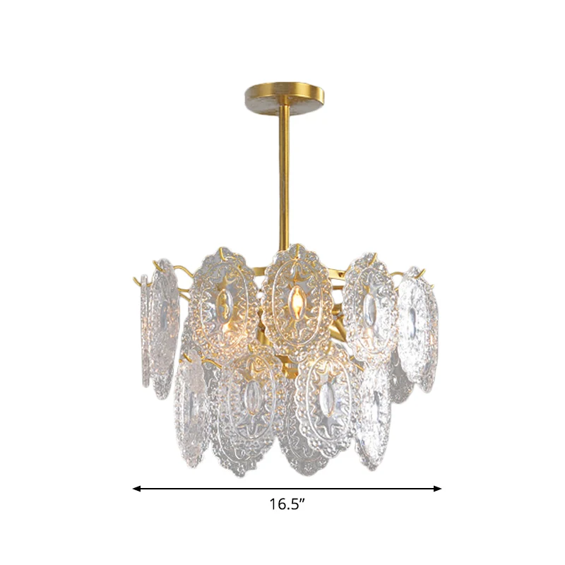 2/3/4-Tiered geschulpte glazen kroonluchter moderne 6/12/16 lampen eetkamer schorsing hanglamp goud Clearhalo