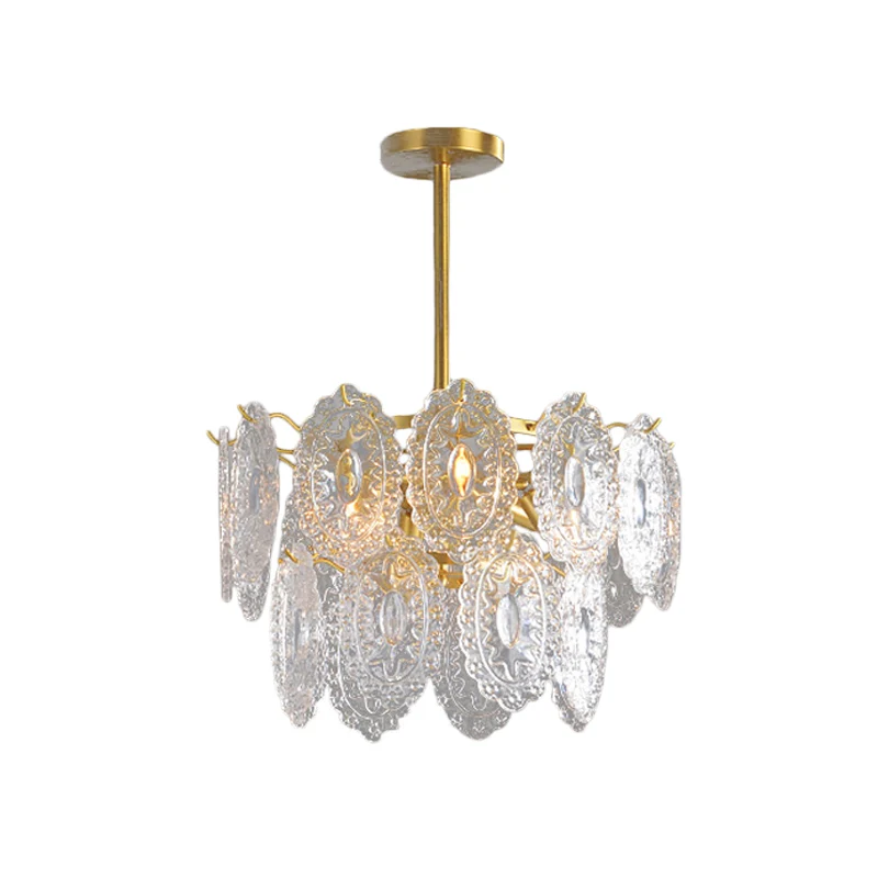 2/3/4-Tiered geschulpte glazen kroonluchter moderne 6/12/16 lampen eetkamer schorsing hanglamp goud Clearhalo