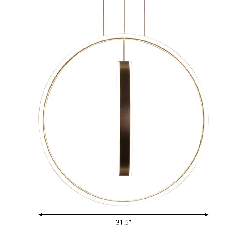 23,5 "/31,5" Dia Ringen Acryl Kroonluchter Hanger Minimalistische LED Bruine Plafondlamp Warm/Wit/Natuurlijk Licht Clearhalo