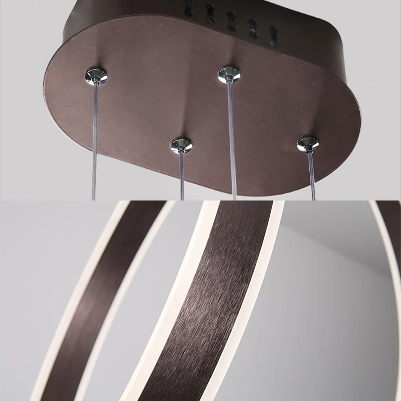 23,5 "/31,5" Dia Ringen Acryl Kroonluchter Hanger Minimalistische LED Bruine Plafondlamp Warm/Wit/Natuurlijk Licht Clearhalo