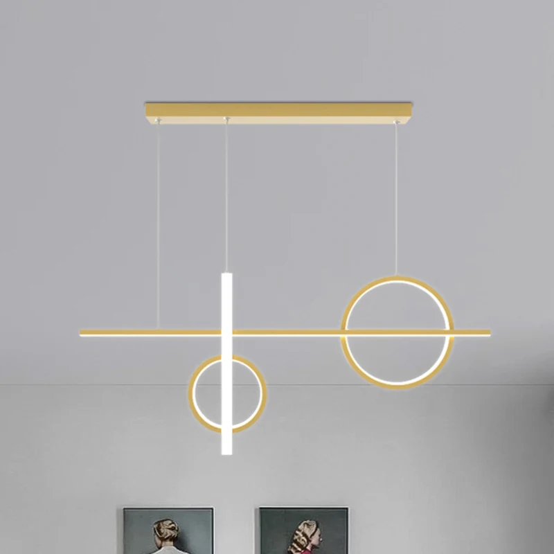 23,5"/31,5" W acryl fietshangende verlichting Noordse LED-eilandlamparmatuur met rechthoekige luifel zwart/goud Clearhalo