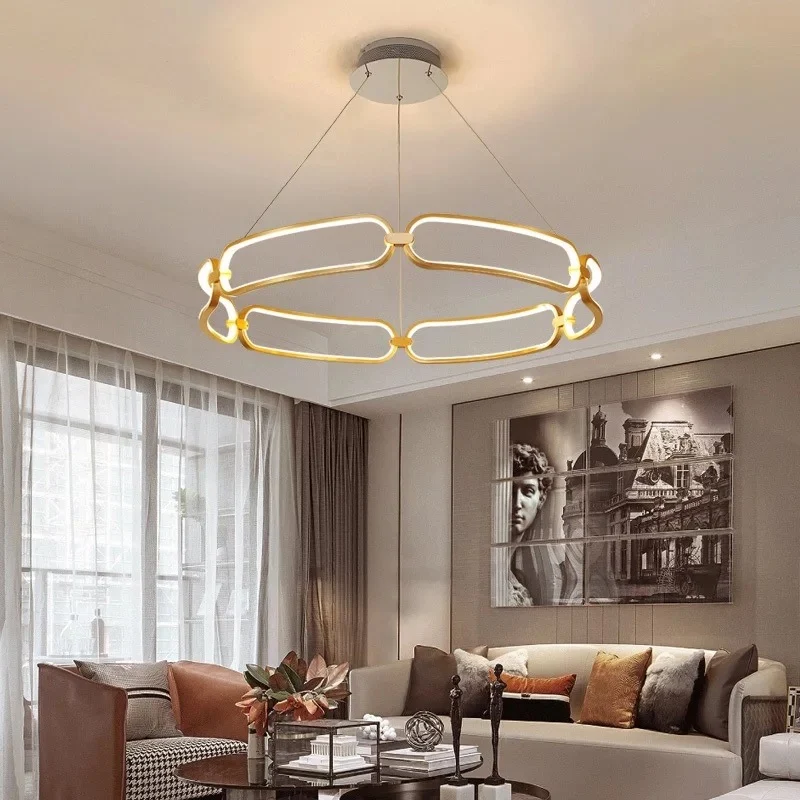 23,5"/31,5" brede armband metalen hanglamp minimalistische gouden LED-hangende kroonluchter, warm/wit/natuurlijk licht Cle...