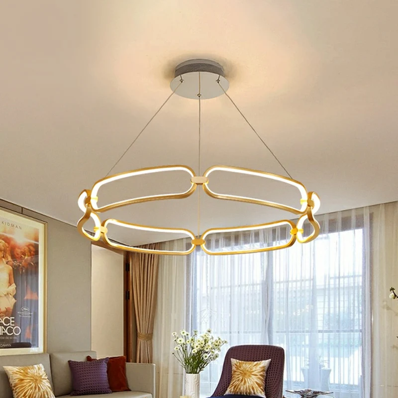 23,5"/31,5" brede armband metalen hanglamp minimalistische gouden LED-hangende kroonluchter, warm/wit/natuurlijk licht Cle...