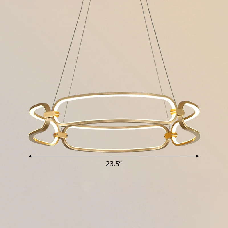 23,5"/31,5" brede armband metalen hanglamp minimalistische gouden LED-hangende kroonluchter, warm/wit/natuurlijk licht Cle...