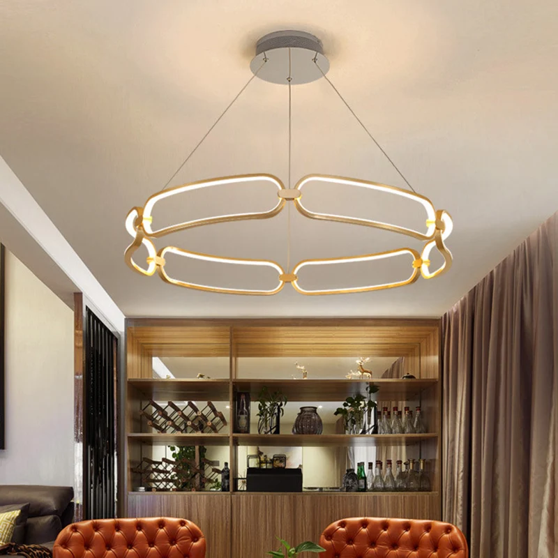 23,5"/31,5" brede armband metalen hanglamp minimalistische gouden LED-hangende kroonluchter, warm/wit/natuurlijk licht Cle...