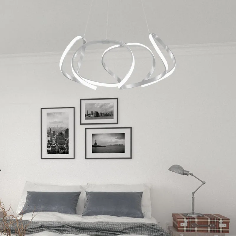 23,5"/31,5" brede chroom/gouden stripkroonluchter postmoderne LED 1-lichts acryl hanglampset warm/wit licht Clearhalo