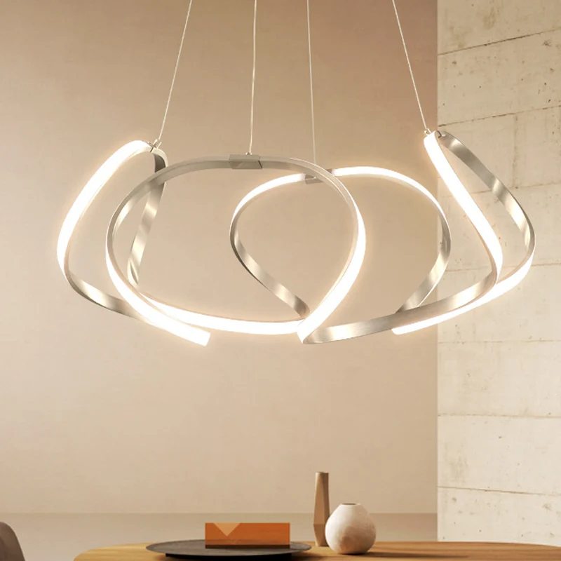 23,5"/31,5" brede chroom/gouden stripkroonluchter postmoderne LED 1-lichts acryl hanglampset warm/wit licht Clearhalo