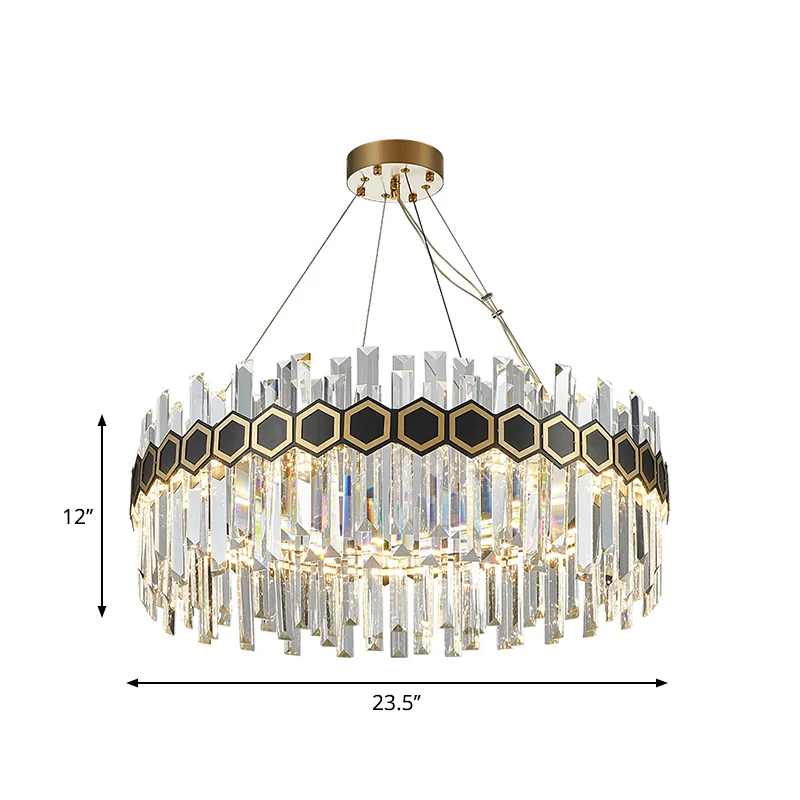 23,5"/31,5" W taps toelopende ijspegel kristallen ophanging hanger modernistische LED zwarte plafondkroonluchter Clearhalo