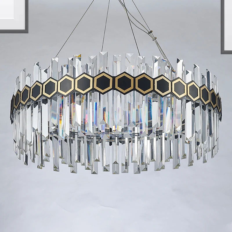 23,5"/31,5" W taps toelopende ijspegel kristallen ophanging hanger modernistische LED zwarte plafondkroonluchter Clearhalo