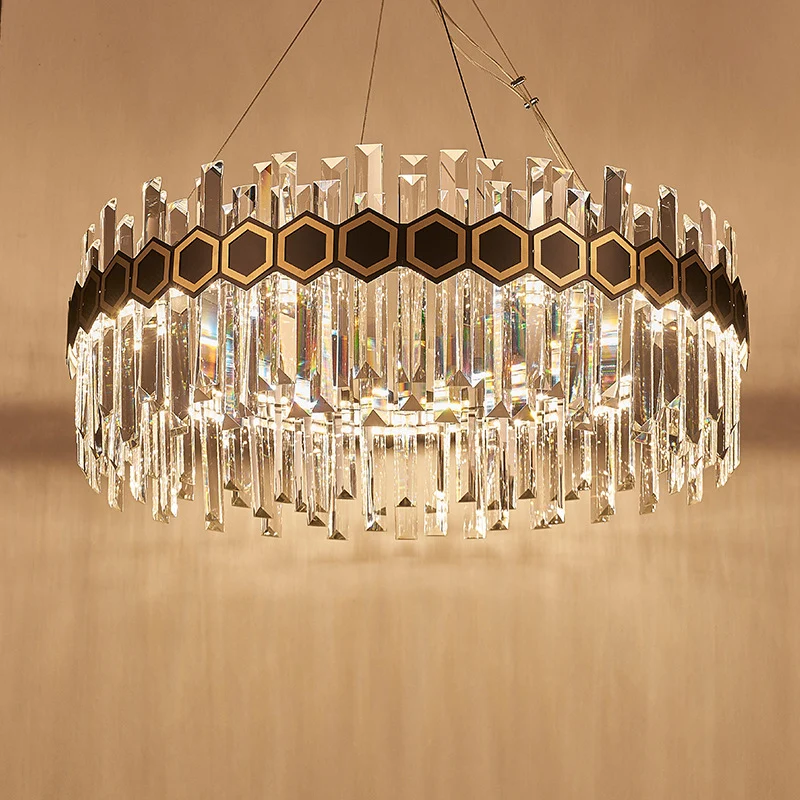 23,5"/31,5" W taps toelopende ijspegel kristallen ophanging hanger modernistische LED zwarte plafondkroonluchter Clearhalo