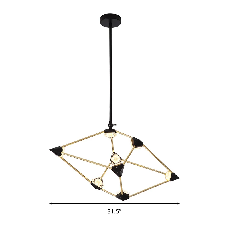 25"/31,5" brede diamanten metalen hanglamp moderne zwarte LED hangende kroonluchter voor eetkamer Clearhalo