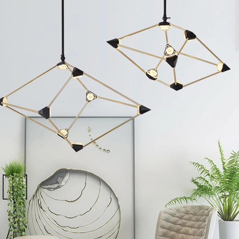 25"/31,5" brede diamanten metalen hanglamp moderne zwarte LED hangende kroonluchter voor eetkamer Clearhalo