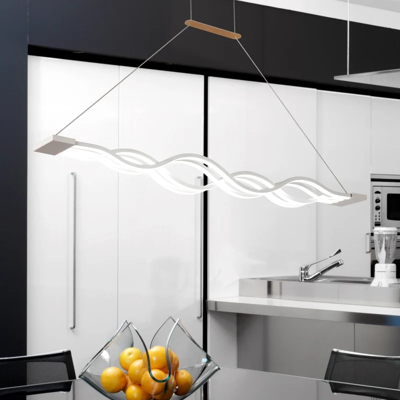 25,5"/39" brede acryl krullende kroonluchter minimalistische LED-plafondlamp boven eiland warm/wit/natuurlijk licht Clearhalo