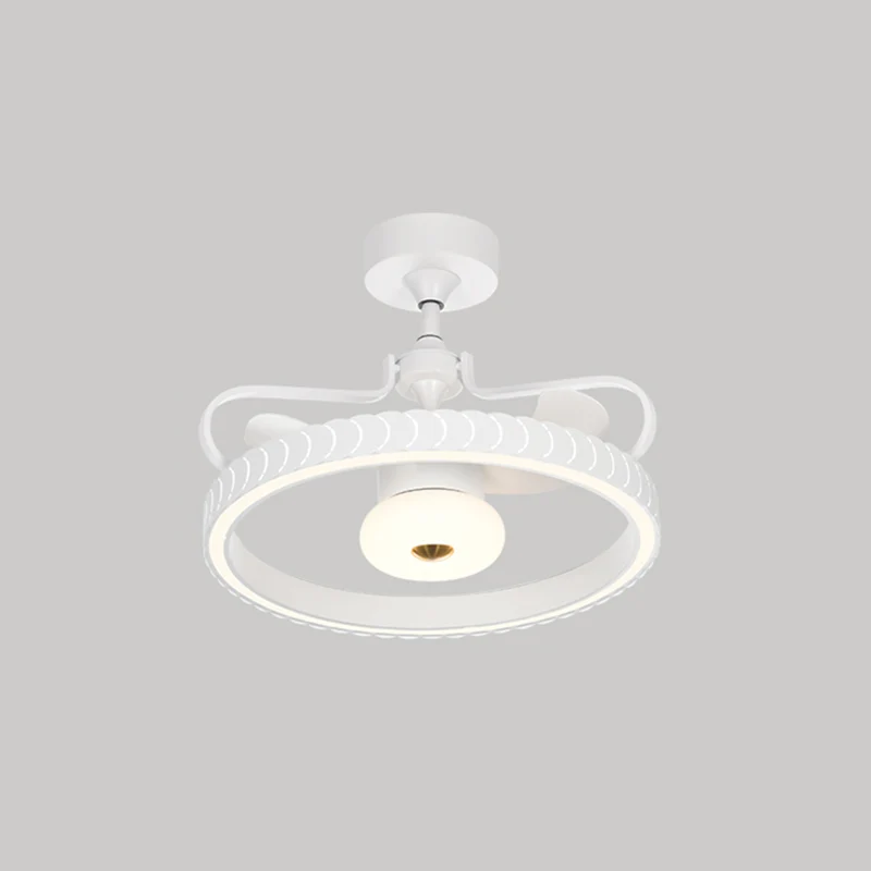 26,5" W afstandsbediening kroonvormige LED-ventilatorlicht postmodern acryl woonkamer semi-inbouwlicht met 3 bladen Clearhalo