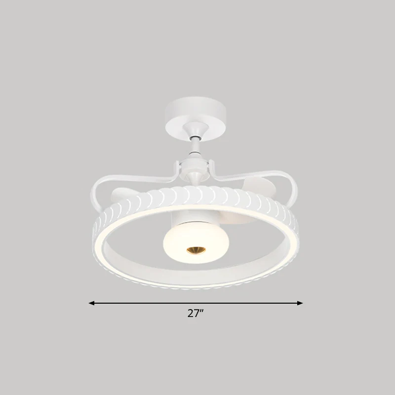 26,5" W afstandsbediening kroonvormige LED-ventilatorlicht postmodern acryl woonkamer semi-inbouwlicht met 3 bladen Clearhalo