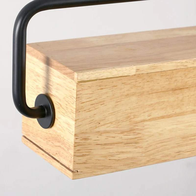 28"/35,5" brede moderne rechthoekige houten plafondkroonluchter 1-kops LED-hanglamp warm/wit licht Clearhalo