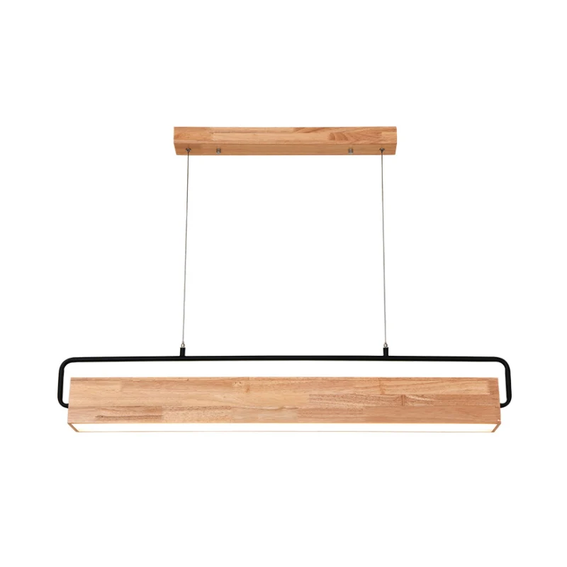 28"/35,5" brede moderne rechthoekige houten plafondkroonluchter 1-kops LED-hanglamp warm/wit licht Clearhalo