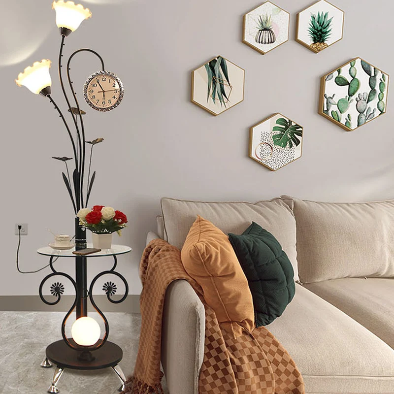 2-koppige boomvormige staande vloerlamp landelijke stijl, zwart/wit metallic vloerlamp voor slaapkamer Clearhalo