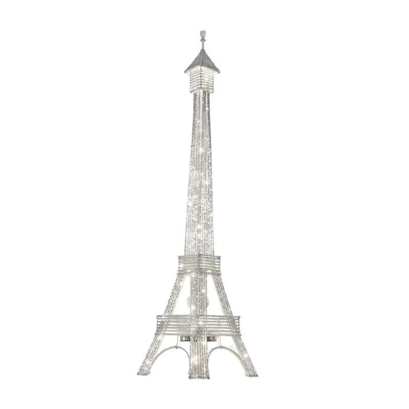 2-koppige Eiffeltoren vloerlamp decoratief zilver aluminium LED staande lamp voor woonkamer Clearhalo
