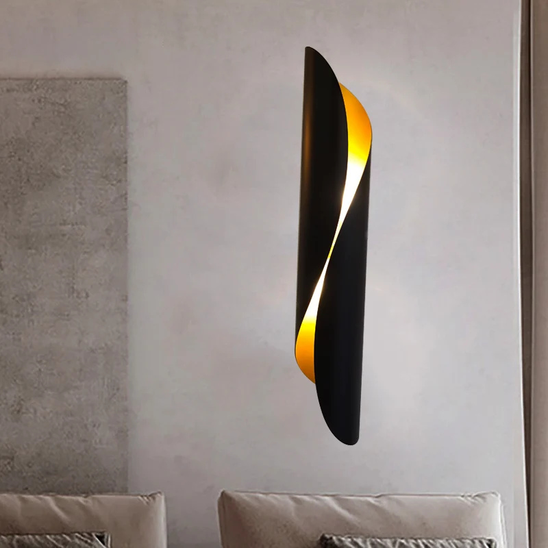 2-koppige gerolde inbouwsconce minimalisme zwart/wit metallic wandgemonteerde verlichting Clearhalo
