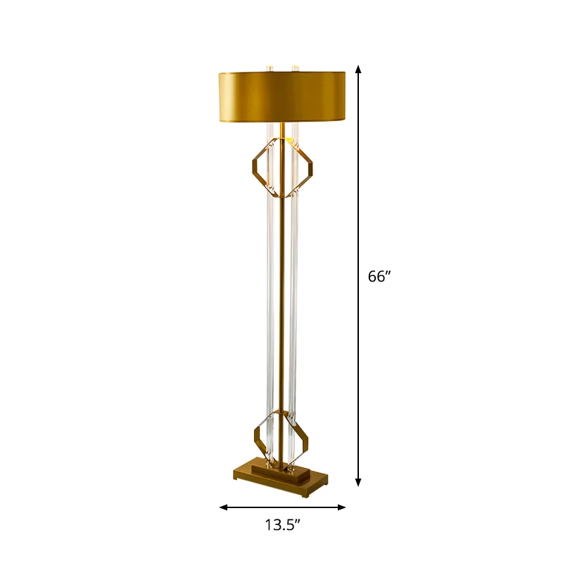 2-koppige staande lamp modernisme metalen vloerverlichting goud met heldere kristallen staaf Clearhalo