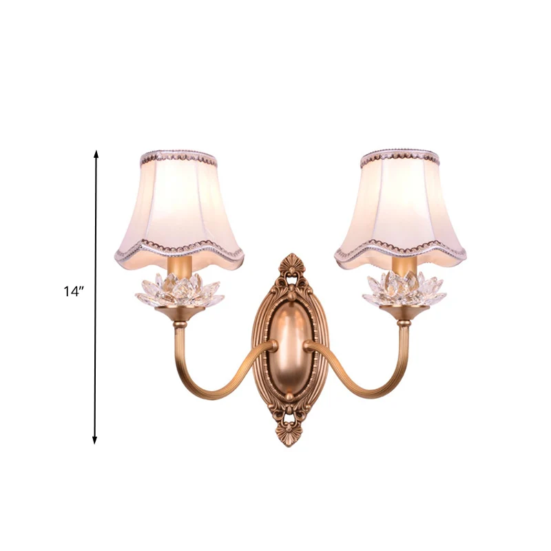 2-kops kristallen wandlamp, traditionele messing geschulpte woonkamer LED-wandkandelaar Clearhalo