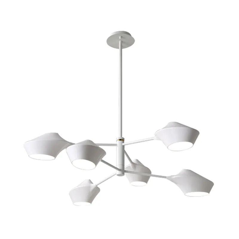 2-laags draaibare schaduwkroonluchter, modern metaal, 6 lampen, woonkamer, plafondhanger zwart-goud/wit Clearhalo