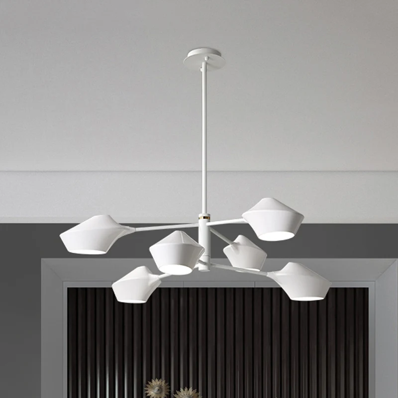 2-laags draaibare schaduwkroonluchter, modern metaal, 6 lampen, woonkamer, plafondhanger zwart-goud/wit Clearhalo