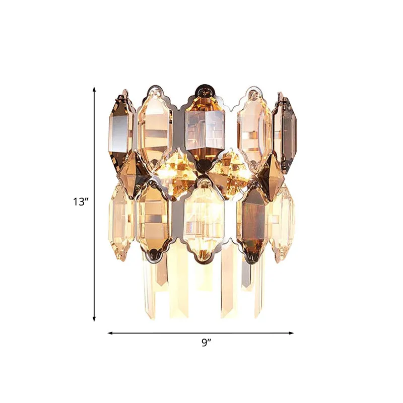 2-laags heldere kristallen schanslamp minimalisme 2 hoofden woonkamer wandverlichtingsarmatuur Clearhalo