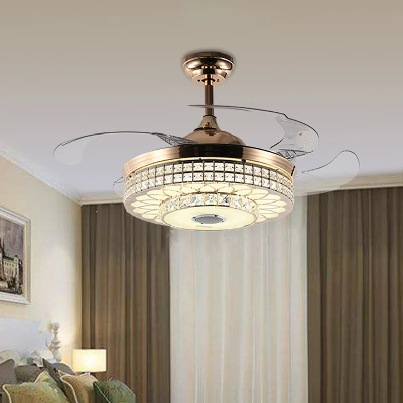 2-laags led-plafondventilator verlichting moderne wandbediening/afstandsbediening/frequentie converteerbaar facetgeslepen...