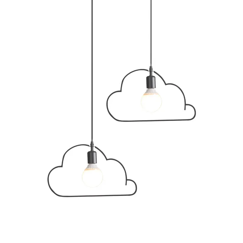 2-lamps keuken multi-licht hanglamp Scandinavisch zwart/wit pendellamp met wolkenijzeren frame Clearhalo