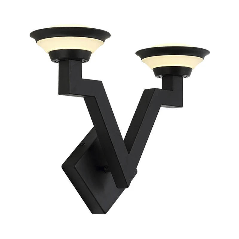 2-lichts wandlamp land V-vormig metalen schanslamp zwart voor woonkamer Clearhalo