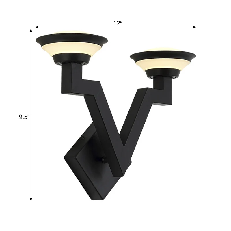 2-lichts wandlamp land V-vormig metalen schanslamp zwart voor woonkamer Clearhalo
