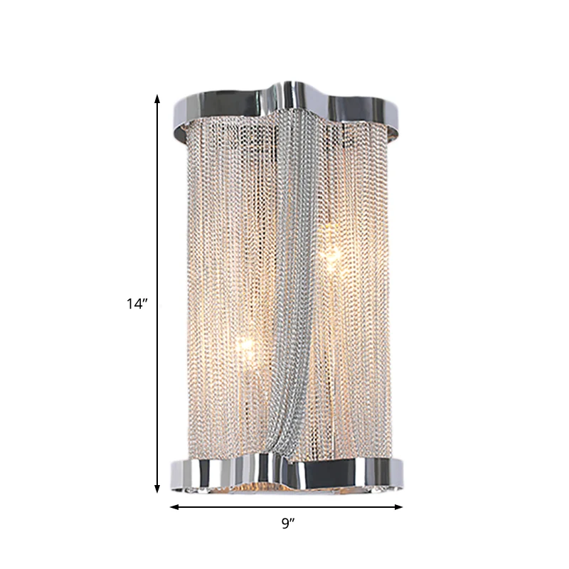 2-lichts wandlamp met kwastjes, vintage aluminium wandlamp met cilinderkap goud/zilver Clearhalo