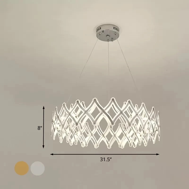 31,5"/23,5" W grid kroonluchter hedendaagse acryl eetkamer LED hanglamp chroom/goud, warm/wit licht Clearhalo