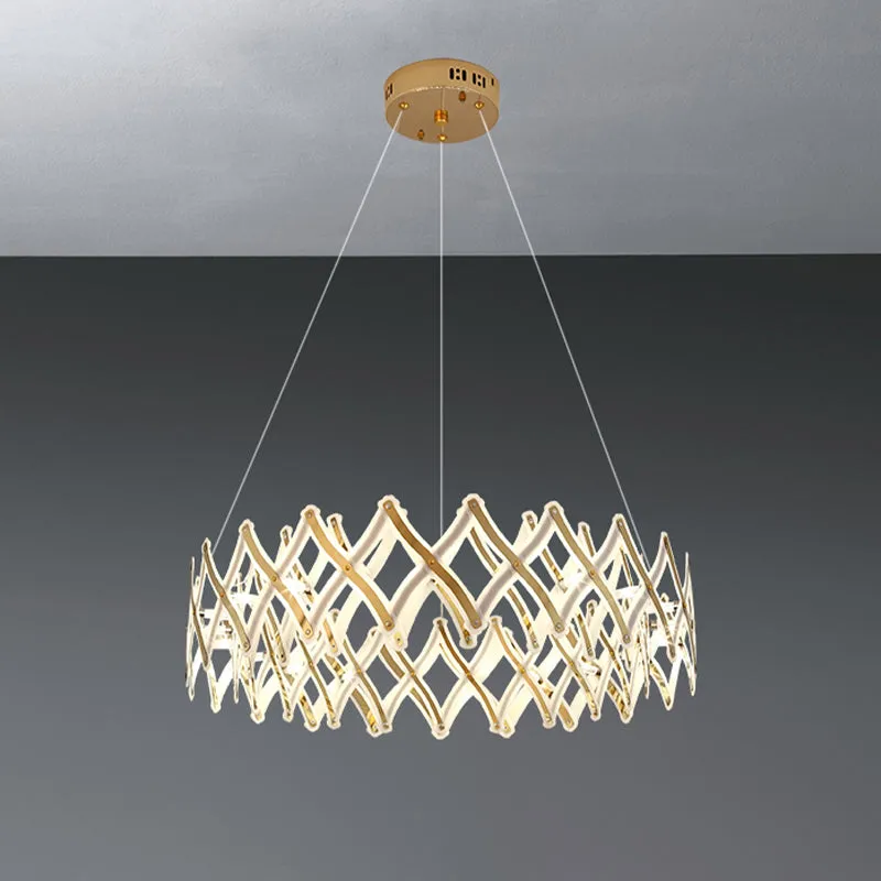 31,5"/23,5" W grid kroonluchter hedendaagse acryl eetkamer LED hanglamp chroom/goud, warm/wit licht Clearhalo