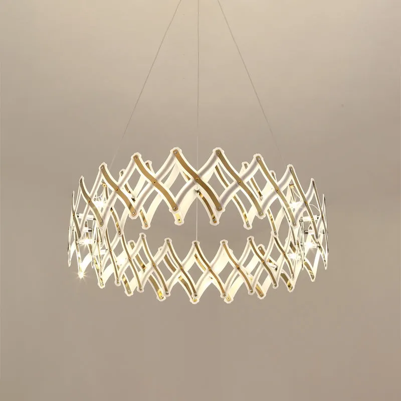31,5"/23,5" W grid kroonluchter hedendaagse acryl eetkamer LED hanglamp chroom/goud, warm/wit licht Clearhalo