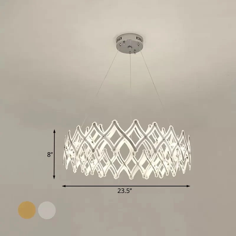 31,5"/23,5" W grid kroonluchter hedendaagse acryl eetkamer LED hanglamp chroom/goud, warm/wit licht Clearhalo