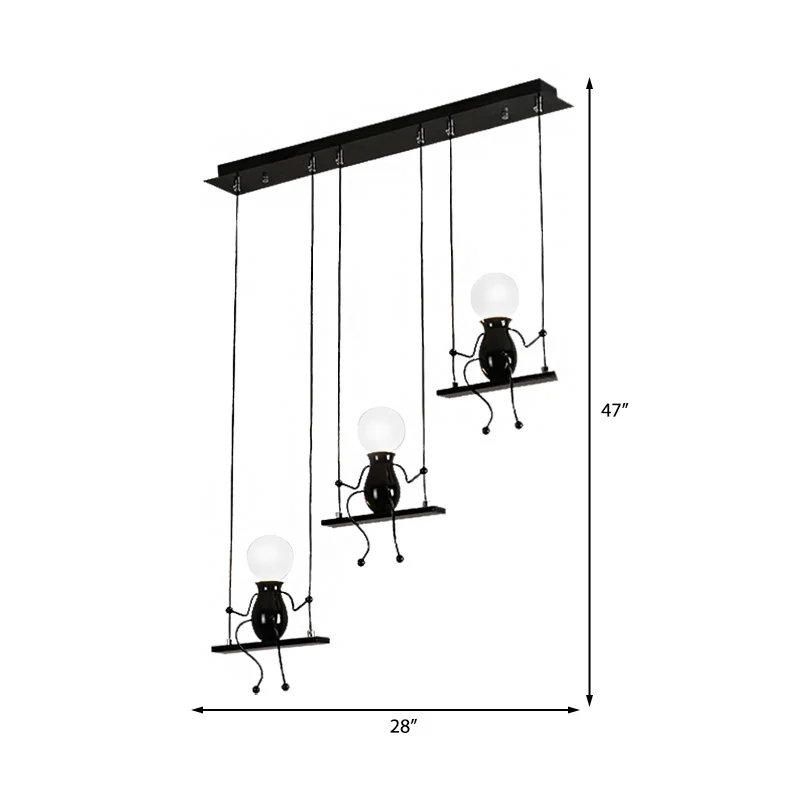 3/4/6 lampen Little People multi-hanglamp, moderne metalen hanglamp zwart Clearhalo