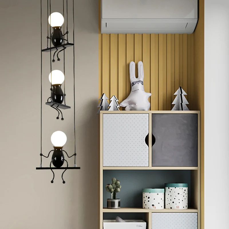 3/4/6 lampen Little People multi-hanglamp, moderne metalen hanglamp zwart Clearhalo