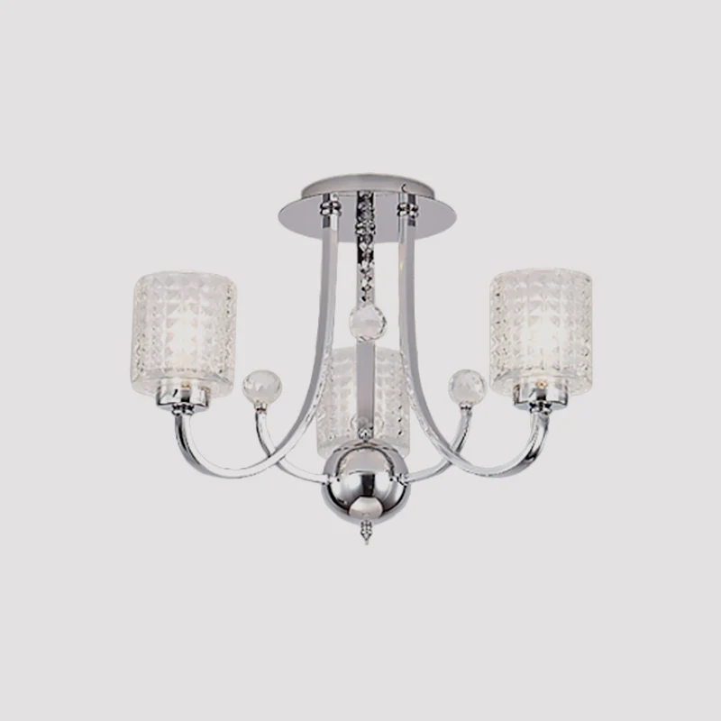3/4/6 Lampen Wervelarm Semi Flush Modern Chroom Metaal Plafondmontage Armatuur Met Cilinder Kristallen Schaduw Clearhalo
