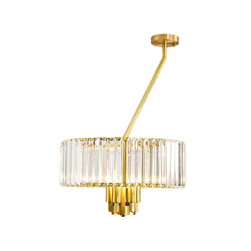 3/4/6 Lichten Drum Kroonluchter Verlichting Moderne Stijl Heldere Kristallen Hanglamp Gouden Afwerking Clearhalo