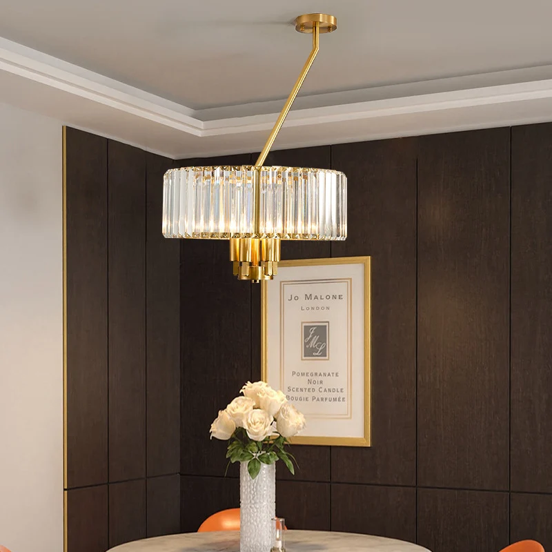 3/4/6 Lichten Drum Kroonluchter Verlichting Moderne Stijl Heldere Kristallen Hanglamp Gouden Afwerking Clearhalo