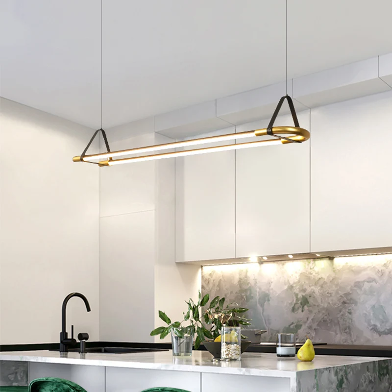 35,5"/47" brede lineaire hangende plafondlamp moderne stijl 1-lichts zwarte hanglampset Clearhalo