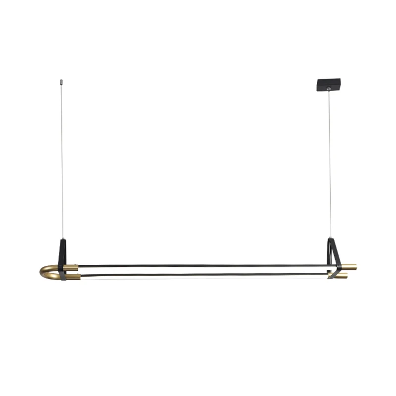 35,5"/47" brede lineaire hangende plafondlamp moderne stijl 1-lichts zwarte hanglampset Clearhalo