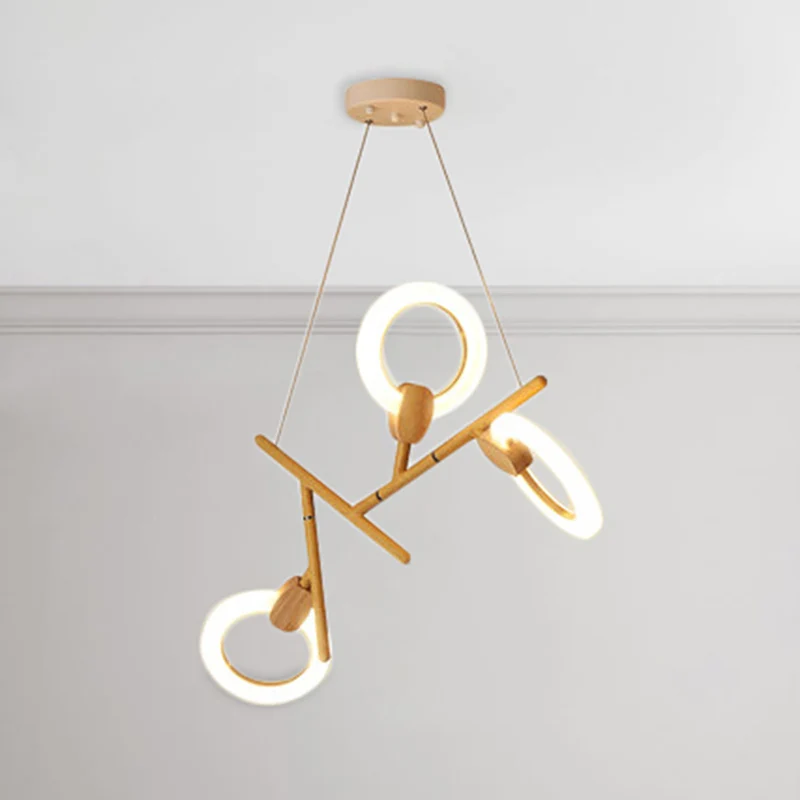 3/5/6 lampen keukenplafondlamp met tak acryl kap natuurlijke houten kroonluchterlamp Clearhalo
