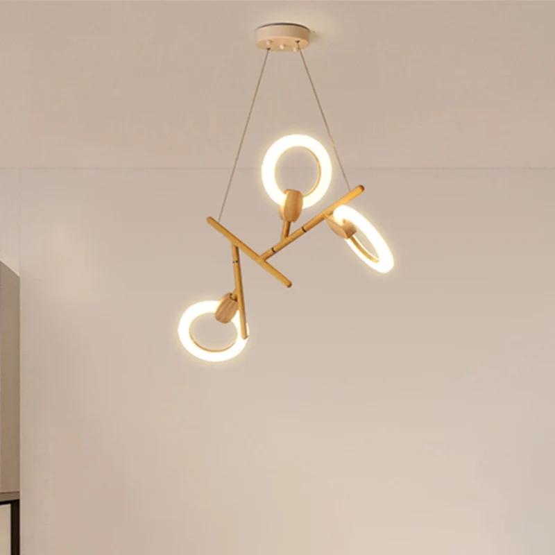3/5/6 lampen keukenplafondlamp met tak acryl kap natuurlijke houten kroonluchterlamp Clearhalo