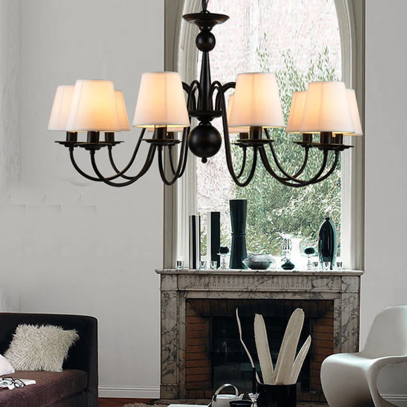 3/5/6 lampen kroonluchter lichtarmatuur traditionele witte stof taps toelopende hanglamp voor woonkamer Clearhalo