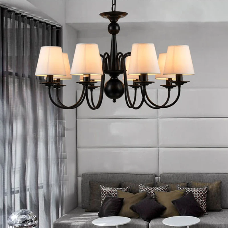 3/5/6 lampen kroonluchter lichtarmatuur traditionele witte stof taps toelopende hanglamp voor woonkamer Clearhalo